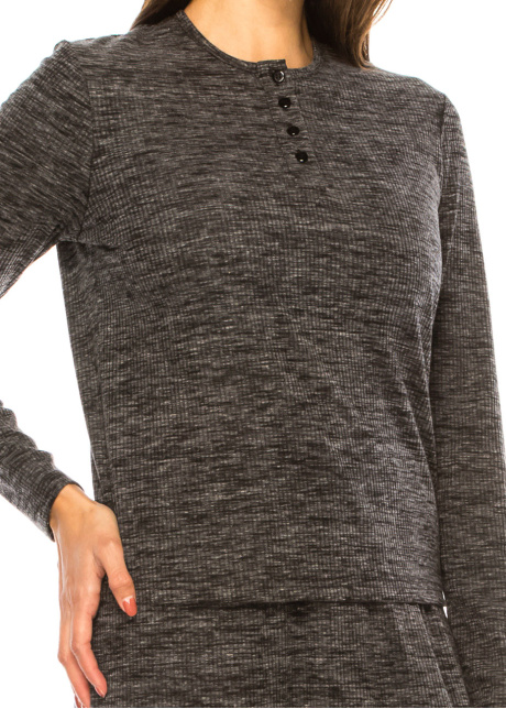Charcoal Comfort Heathered Long Sleeve Tee