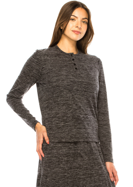 Charcoal Comfort Heathered Long Sleeve Tee
