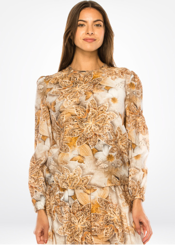 Bronze Flora Elegance Long Sleeve Tee