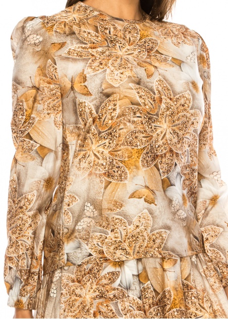 Bronze Flora Elegance Long Sleeve Tee