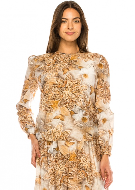 Bronze Flora Elegance Long Sleeve Tee