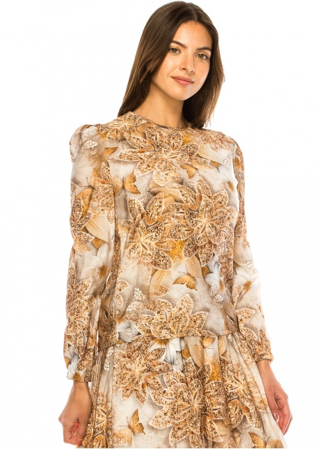 Bronze Flora Elegance Long Sleeve Tee