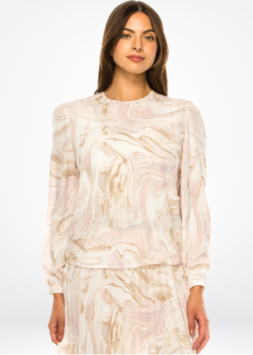 Blush Marble Elegance Long Sleeve Tee