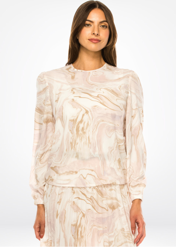 Blush Marble Elegance Long Sleeve Tee