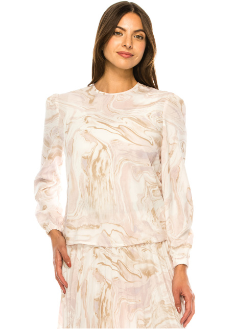 Blush Marble Elegance Long Sleeve Tee