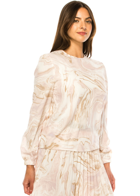 Blush Marble Elegance Long Sleeve Tee