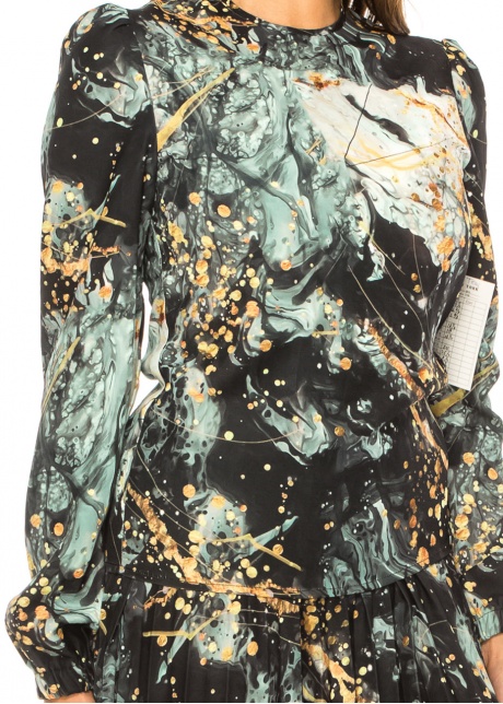 Teal Elegance Splash Long Sleeve Tee