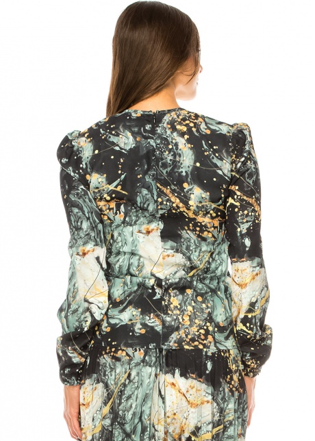 Teal Elegance Splash Long Sleeve Tee