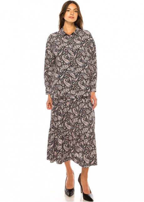 Classic Paisley Print Midi Skirt