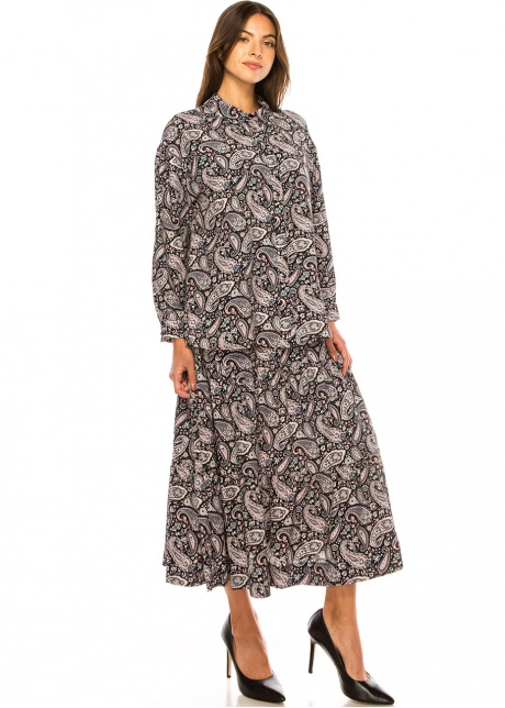 Classic Paisley Print Midi Skirt