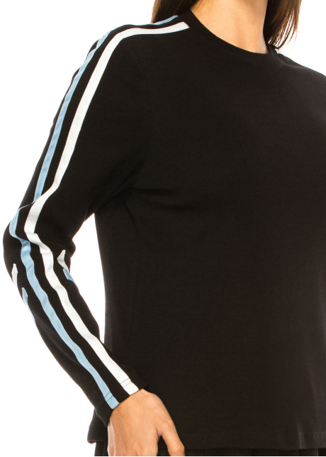 Sleek Linear Contrast Black Knit Top