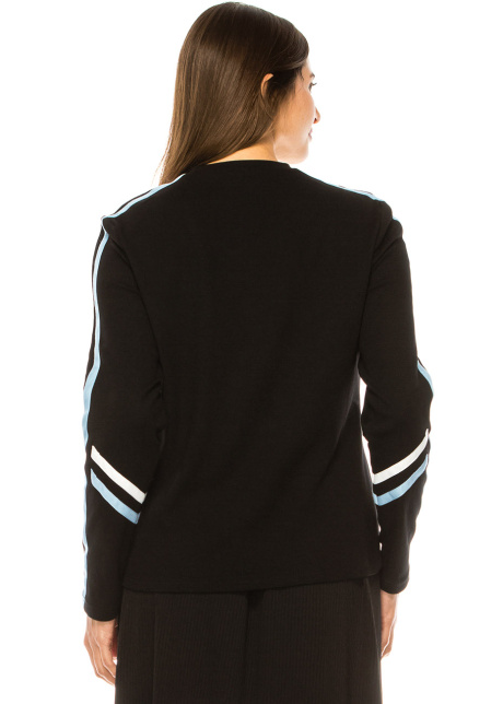 Sleek Linear Contrast Black Knit Top