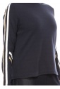 Navy Serenity Striped-Sleeve Knit T-Shirt