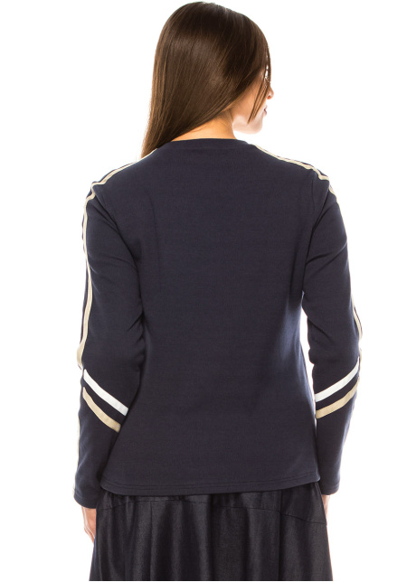 Navy Serenity Striped-Sleeve Knit T-Shirt