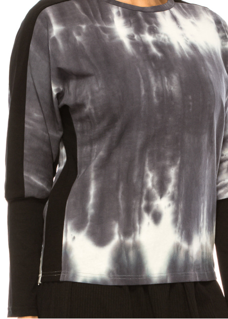Charcoal Swirl Tie-Dye Long Sleeve Top