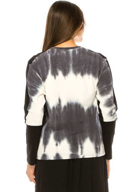 Charcoal Swirl Tie-Dye Long Sleeve Top