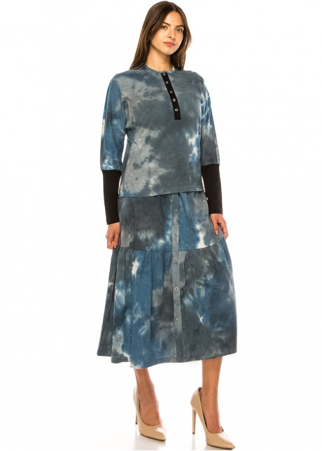 Blue Haven Tie-Dye Midi Skirt