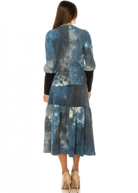 Blue Haven Tie-Dye Midi Skirt
