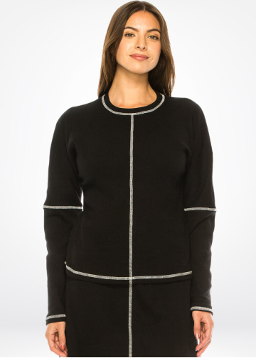 Sophisticated Onyx White-Edged Top