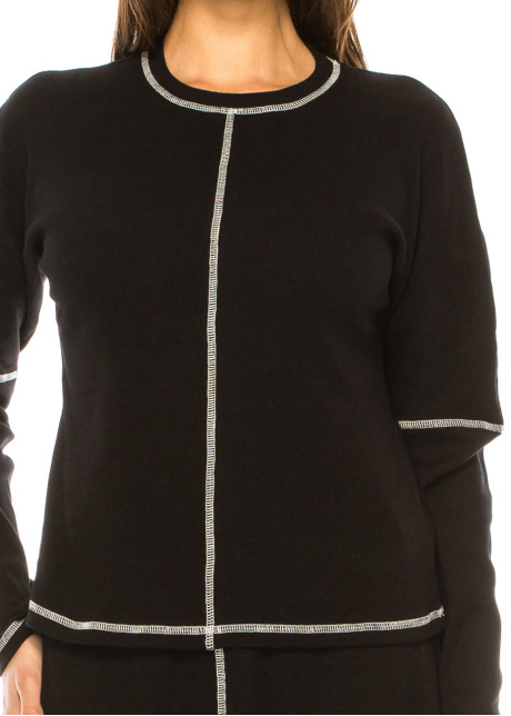 Sophisticated Onyx White-Edged Top