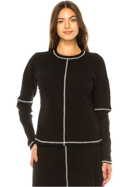 Sophisticated Onyx White-Edged Top