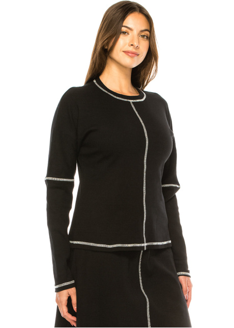 Sophisticated Onyx White-Edged Top