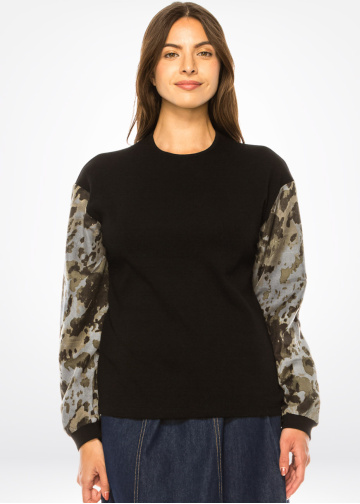 Printed Sleeve Casual Tee