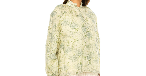 Spring Blossom Button-Up Green Blouse | Modest Women