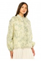 Spring Blossom Button-Up Green Blouse
