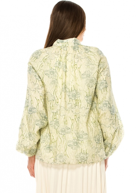 Spring Blossom Button-Up Green Blouse