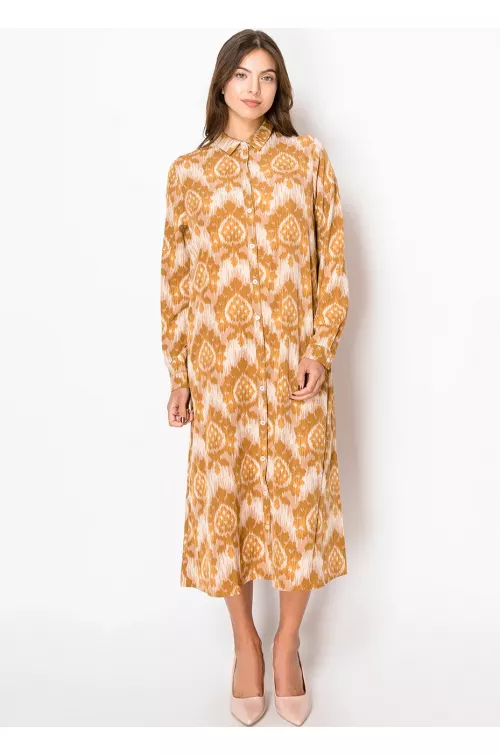 Golden Sand Button-Down Dress