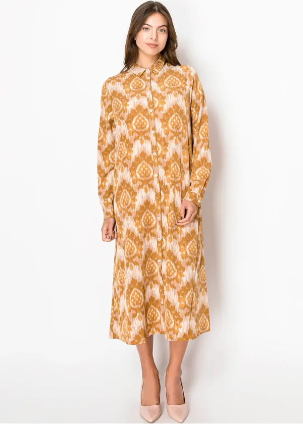 Golden Sand Button-Down Dress