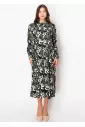 Shadow Bloom Long-Sleeve Dress