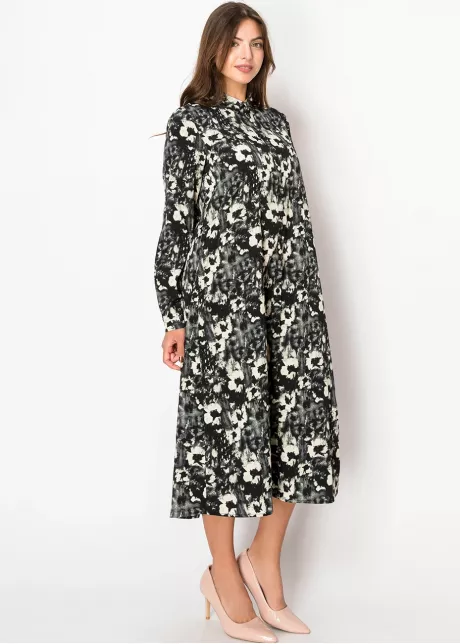 Shadow Bloom Long-Sleeve Dress