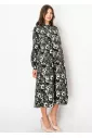 Shadow Bloom Long-Sleeve Dress