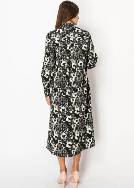 Shadow Bloom Long-Sleeve Dress