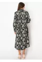 Shadow Bloom Long-Sleeve Dress