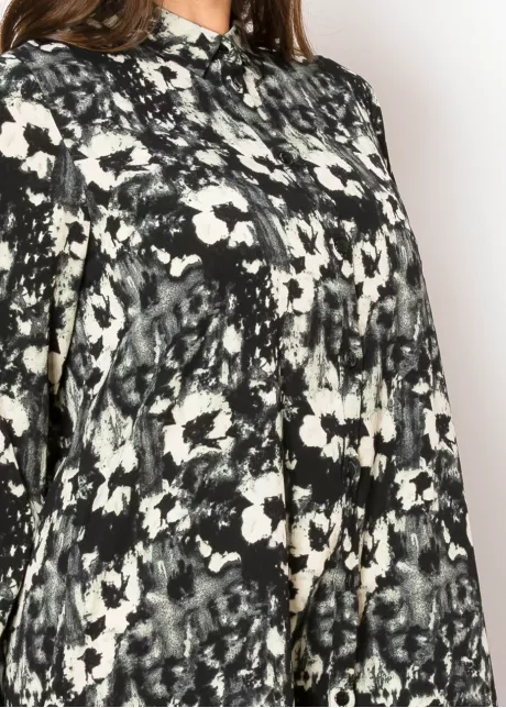 Shadow Bloom Long-Sleeve Dress