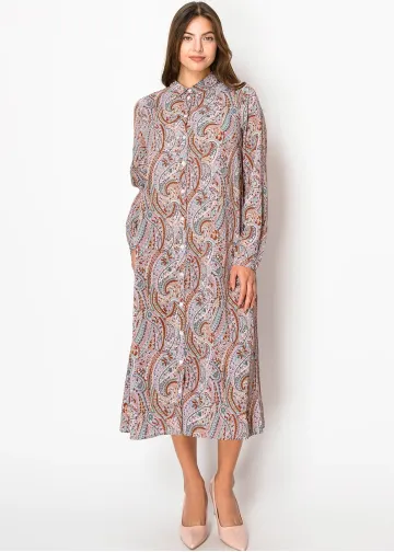 Amber & Rose Paisley Belted Shirt Dress