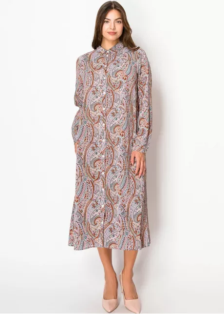 Amber & Rose Paisley Belted Shirt Dress