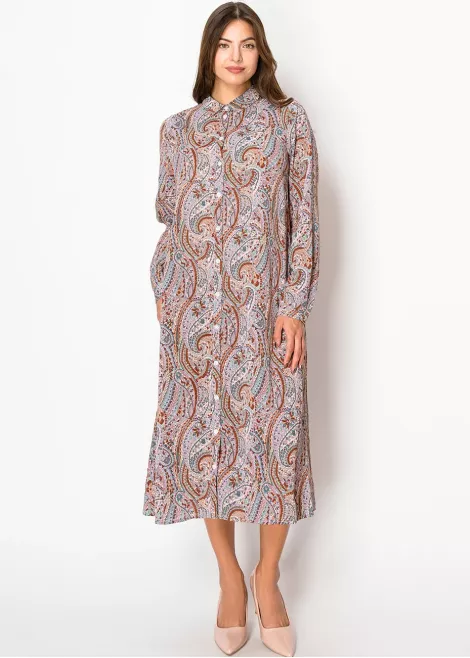 Amber & Rose Paisley Belted Shirt Dress Amber & Rose Paisley Belted Shirt Dress