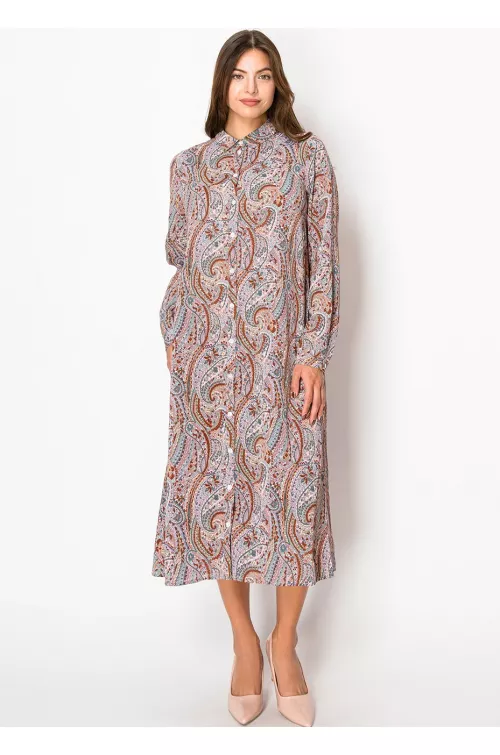 Amber & Rose Paisley Belted Shirt Dress