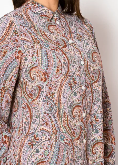 Amber & Rose Paisley Belted Shirt Dress