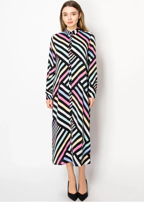 Graphic Pastel Stripe Shirt Dress Graphic Pastel Stripe Shirt Dress