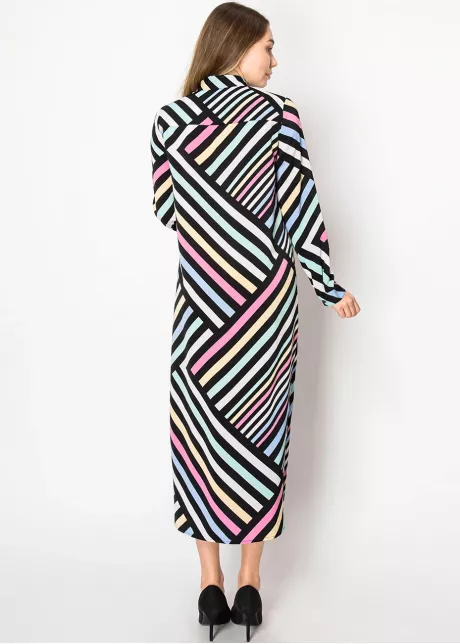 Graphic Pastel Stripe Shirt Dress