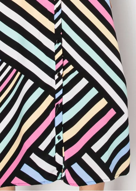 Graphic Pastel Stripe Shirt Dress