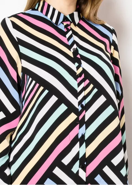 Graphic Pastel Stripe Shirt Dress