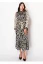 Beige & Black Paisley Elegant Dress