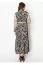 Beige & Black Paisley Elegant Dress