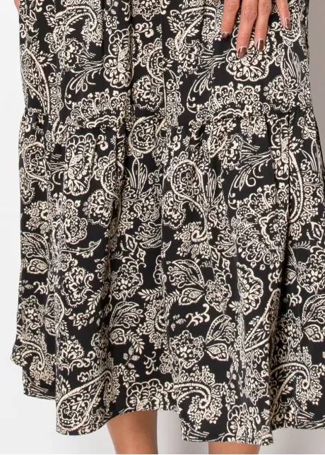 Beige & Black Paisley Elegant Dress